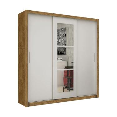 Imagem de Guarda-roupa Casal Clarice 4 Gvts Com Espelho Carioca Móveis Cinamomo/off White