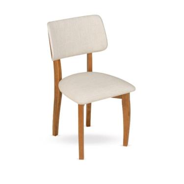 Imagem de Cadeira Jantar Curve Madeira Eucalipto Tecido Linho Sheldon