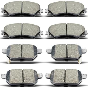 Imagem de DYZJKWJW D1210 D1354 Conjunto de pastilhas de freio de cerâmica dianteiras traseiras 8 peças para Pontiac Vibe 2009-2010, para Toyota Corolla 2009-2019, para Toyota Matrix 2009-2014, para Scion xB