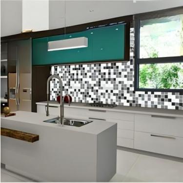 Imagem de Papel de Parede 3D Pastilha Mosaico 10 metros = 2 Rolos de 5m X 45cm Adesivo Autocolante Sala, Banheiro, Cozinha