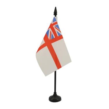 Imagem de Bandeira de mesa branca 10 cm x 15 cm - St George - Navios da Marinha Real Britânica Bandeira de mesa 15 x 10 cm - Bastão e base de plástico preto - AZ FLAG
