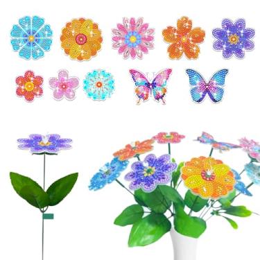 Imagem de EWAIDI Kits de arte de diamante, kits de pintura de diamante de borboleta de vaso de flores para adultos - DIY buquê 5D para decoração de casa e jardim interno