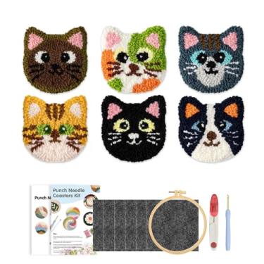 Imagem de Kit de Punch Needle,Conjunto de Bordado com Padrão Animal para Iniciantes | Conjunto Multifuncional de Ferramentas de Artesanato com Aro de Fio para Bordado para Aulas de Arte de Artesanato em