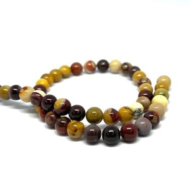 Imagem de Fio de Pedras Naturais 6mm Lapidadas para Pulseiras e Colares Contas para Artesanato e Bijuterias (Jaspe Mokaite)