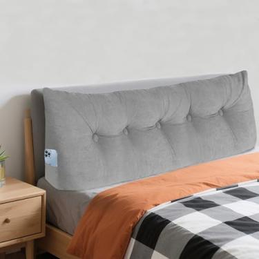 Imagem de Dizaolive Almofada de cabeceira grande, almofada de leitura triangular com cunha e encosto para dormitório, sofá, cama de dia, Cinza claro, Twin/Twin XL