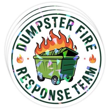 Imagem de Adesivo holográfico engraçado (3 peças) - Adesivo de vinil sarcástico da equipe de resposta ao fogo do lixo para laptop de trabalho, mesa de escritório, garrafa de água, amantes do caos - 7,6 cm