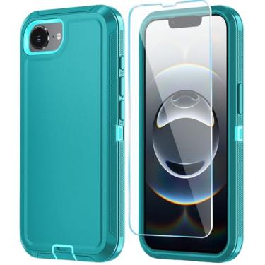 Imagem de ONOLA Capa compatível com iPhone 16e com protetor de tela HD, [2 em 1] Capa de telefone de proteção resistente para iPhone 16e 6,1 polegadas (Lakeblue SkyBlue)