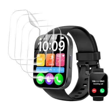Imagem de KONXISA Pacote com 4 protetores de tela para relógio OUKITEL de 1,91 polegadas, película transparente de TPU macio HD, película protetora antiarranhões e sem bolhas, película macia de capa
