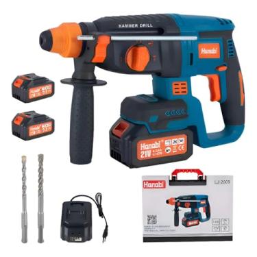 Imagem de Hanabi Martelete Perfurador Bateria 21V 4.0Ah Furadeira Martelete Profissional Sem Fio 2 Baterias 1300Rpm Furadeira De Impacto Sds Plus 13mm 26mm