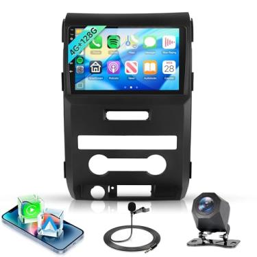 Imagem de Rádio estéreo automotivo 4 núcleos 4G + 128 G para Ford F150 2009-2014, sem fio Carplay Android Auto, 5G WiFi + GPS, rádio com tela sensível ao toque embutida de 9 polegadas para Camry, câmera de