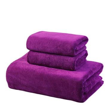 Imagem de Yalych Conjunto de toalhas de 3 peças, toalha de salão de beleza/toalha de microfibra/super absorvente/ultra macio/multiuso para uso como toalha de banho fitness, toalha de salão de beleza. - Conjunto