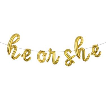 Imagem de Gender Reveal Balloons Christmas He or She Baking Party Decoration Boy or Girl Baby Shower Decoration Supplies Favors Photobooth Props (L HE OR SHE Gold)