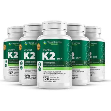 Imagem de Kit 5 Vitamina K2 Mk-7 5x120 Cápsulas 500mg Menaquinona 7 Floral Ervas-Unissex
