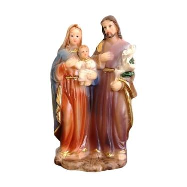 Imagem de Bothyi Estátua da Sagrada Família, escultura da Natividade, figura religiosa, decoração natalina para mesa.