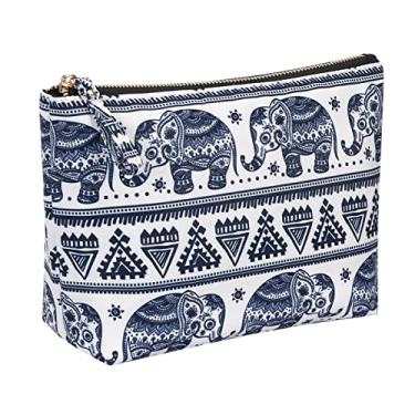 Imagem de Kamo Bolsas de maquiagem – Bolsa de cosméticos para mulheres, bolsa com zíper, organizador de cosméticos, bolsas de viagem para produtos de higiene pessoal, estojo de lápis, A - Elefante pequeno, One