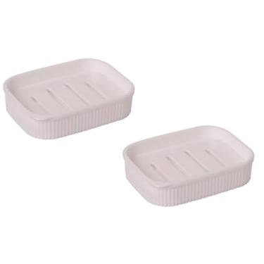 Imagem de Kit 2 Saboneteiras Multiuso Com Trava Moderna Plasútil Porta Sabonetes Objetos(2 BRANCA FRISO S/TAMPA)