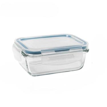 Imagem de Pote Marmita De Vidro Retangular Com Tampa Hermética (Pote 370ml)