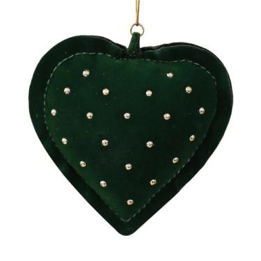 Imagem de CarpNettore Enfeite de Natal para pendurar na árvore, decoração de árvore de Natal, pingente multifuncional para escritório, festa, guirlanda, Coração Verde