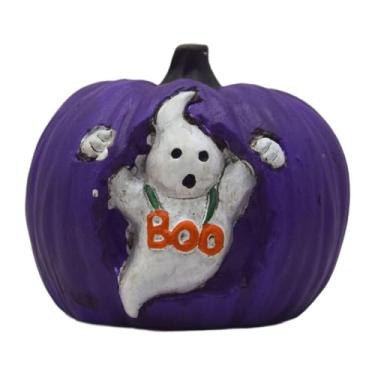 Imagem de BLWOTMOR Estátua de Abóbora de Halloween, Figura Decorativa, Decoração de Halloween, Artesanato, Ornamento de Mesa para Estante, Lareira Ou Quarto, Fantasma Roxo, Tamanho real