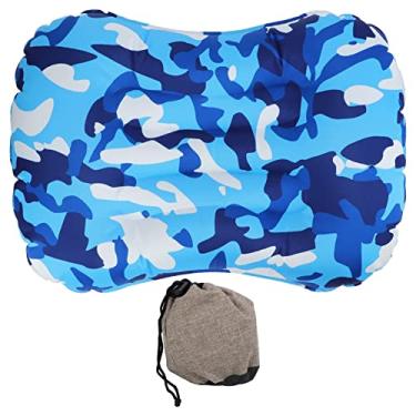 Imagem de Almofada inflável SIWOTED para cintura e costas com inflação automática dobrável para dormir em viagens (Camuflagem Azul)