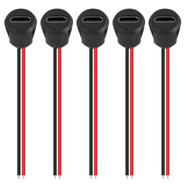 Imagem de Conector USB Tipo-C À Prova d'Água 2 Pinos 5PCS Plugue De Carregamento