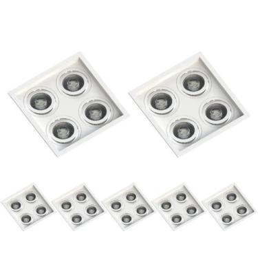 Imagem de 7 Spot Quadruplo Embutir Quadrado Recuado Par20 Branco 110v/220v - SAV