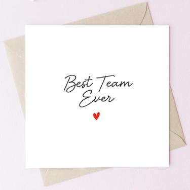 Imagem de TEEMI - Cartão de felicitações Best Team Ever com envelope - Cartão de apreciação de reconhecimento de equipe - Cartolina quadrada premium de 300 g/m² 12 x 12 cm - Cartão de mensagem interno em branco