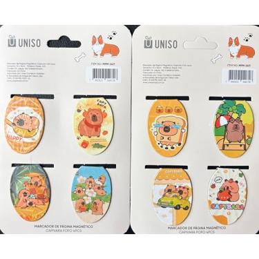 Imagem de 8 Marcadores de Página Magnéticos Capivara Frente e verso Páginas de livros, cadernos e planner Papelaria Criativa Holográfico