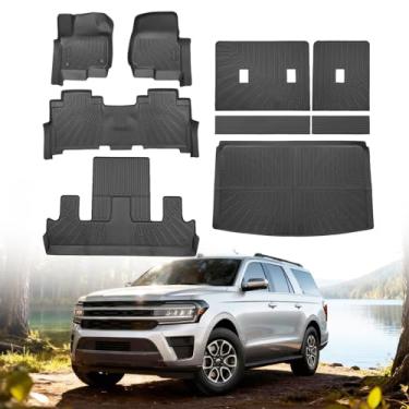 Imagem de Cartist Tapetes de chão e forro de carga adequados para Ford Expedition MAX (7 assentos-2 fileiras) 2018-2025 para todos os climas, acessórios de expedição, proteção de carpete resistente (serve