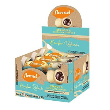 Imagem de Bombom Redondo Branco com Recheio de Chocolate (Display com 10 Unidades de 37,5 Gramas)