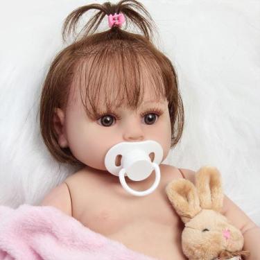 Imagem de Boneca Reborn Fio a Fio Realista Corpo 100% Silicone Itens - Cegonha R