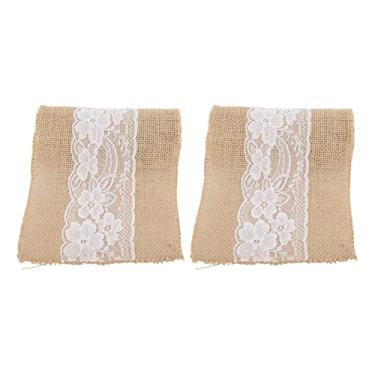Imagem de Fita de renda de serapilheira macia, durável, corte aleatório, decoração de mesa diy para festa de casamento, decoração de casa, serapilheira natural, renda branca, 2 peças, 2.4m