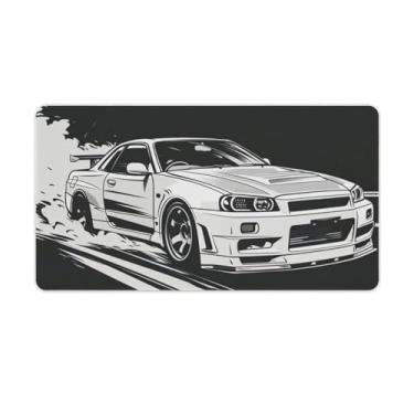 Imagem de HouLaiZhe JDM Japan R34 Tapete de mouse para jogos, grande, para jogos, base de borracha, antiderrapante, acessórios de computador, suprimentos para escritório, casa, 40 x 75 cm