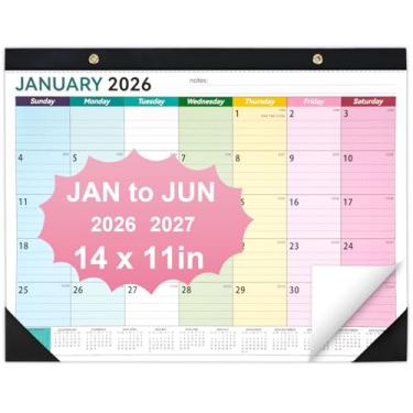 Imagem de Calendário de mesa 2025-2026, calendário de mesa de 35,5 x 28 cm 2025-2026, calendário de 18 meses de julho de 2025 a dezembro de 2026, agenda mensal acadêmica para escritório escolar em casa