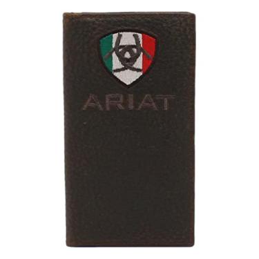 Imagem de Ariat Carteira masculina rodeio logotipo da bandeira mexicana, marrom