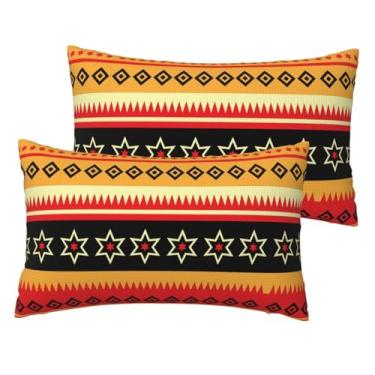 Imagem de Conjunto de 2 fronhas indianas, africanas, listradas, de linho de imitação macia, capas reversíveis respiráveis para cama e sofá, decoração com zíper oculto