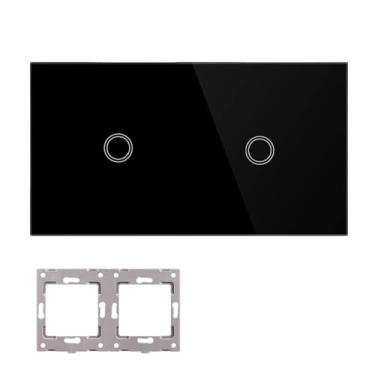 Imagem de Módulos DIY Combinação Livre 2 3 4 5 6 7 8 Touch On/Off Interruptor Inteligente Vidro Preto 157 mm Painel Tomada (1-1 Painel Gang)