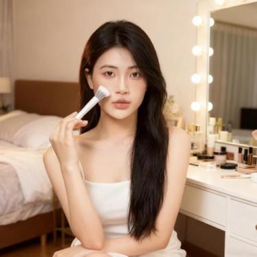 Imagem de 1 pincel de blush pontilhado, pincel de maquiagem natural, pincel cosmético em pó, contorno de blush, pincel de maquiagem facial