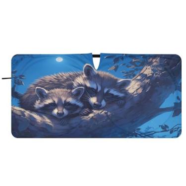 Imagem de CEBUGI Para-brisa de carro dobrável sombra guaxinins janela de carro guarda-sol dianteiro para-brisa para acessórios de carro bloqueador solar reflexivo de carro fixe, P