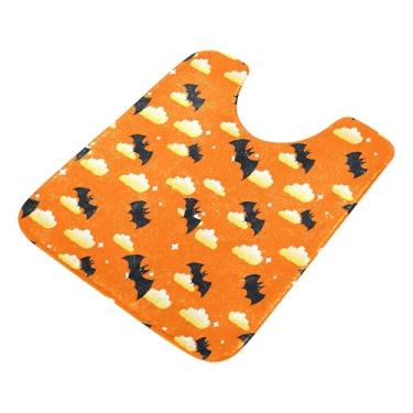 Imagem de Burbuja Tapete de banheiro Bats Clouds, tapete de banho absorvente de pelúcia macio, base antiderrapante para piso de banheiro, oval em forma de U