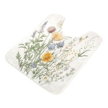 Imagem de Burbuja Tapete de banho Wildflowers, tapete de banheiro absorvente extra macio com suporte antiderrapante para banheiro, banheira, chuveiro, 40,6 x 61 cm
