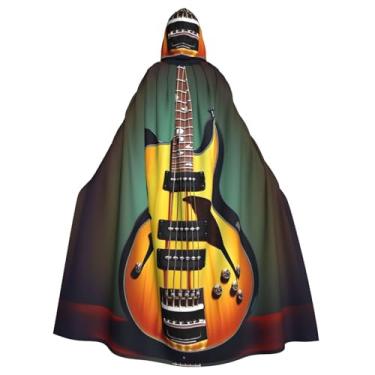 Imagem de SKKNT Capa com capuz e estampa de instrumentos musicais de guitarra baixo tema carnaval festa Halloween bruxa e vampiro