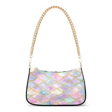 Imagem de CEBUGI Bolsas transversais femininas bolsa de ombro com padrão brilhante bolsa clutch elegante com alça de corrente