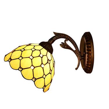 Imagem de Arandela de parede vintage estilo Tiffany, feita à mão com contas de cristal e vitrais, ideal para quarto, sala de estar, corredor e varanda, 20 cm (8 polegadas).