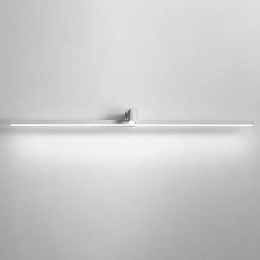 Imagem de Luminária de parede linear de metal com abajur de cabeceira, iluminação de parede para espelho de penteadeira, luminárias de parede com faixa branca para banheiro.