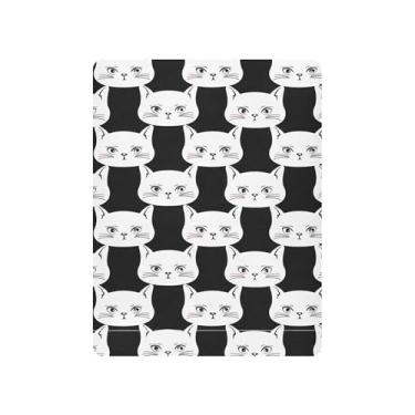 Imagem de Burbuja Lençol de berço para meninas e meninos, lençol de berço macio e respirável com rosto de gato branco para berço padrão e colchões de crianças pequenas, 68,5 x 99 cm