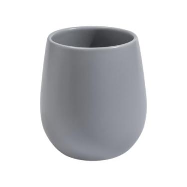 Imagem de Suporte de escova de dentes de cerâmica cinza, suportes de escova de dentes pequenos de 325 ml, copo de enxaguante bucal reutilizável, suporte de pasta de dente, suporte de pincel de maquiagem