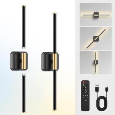 Imagem de Luminária de parede giratória dourada vintage com interruptor, abajur de vidro em formato de flor, aplique de parede em latão, luminária de leitura de parede de braço longo ajustável para am