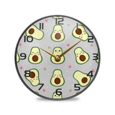 Imagem de YETTASBIN Relógio de parede acrílico de abacate – Silencioso, sem tique-taque, operado por bateria, relógio redondo decorativo criativo para cozinha, sala de estar, banheiro, decoração de escritório