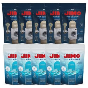 Imagem de Kit 5 Lava Máquinas De Lavar Louça 10x17g + 5 Lava Máquinas De Roupas 10x20g Pastilhas Concentradas Hidrossolúvel Removedor De Resíduos